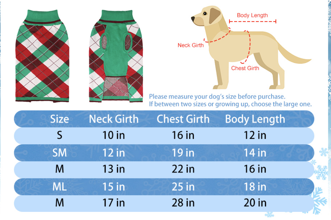Sueter de cuadros para raza pequeña a mediana