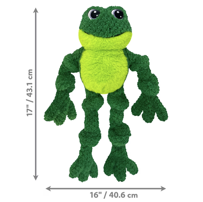 KONG Knots Frog Squeaky Dog Plush Toy, Green, Large/X-Large