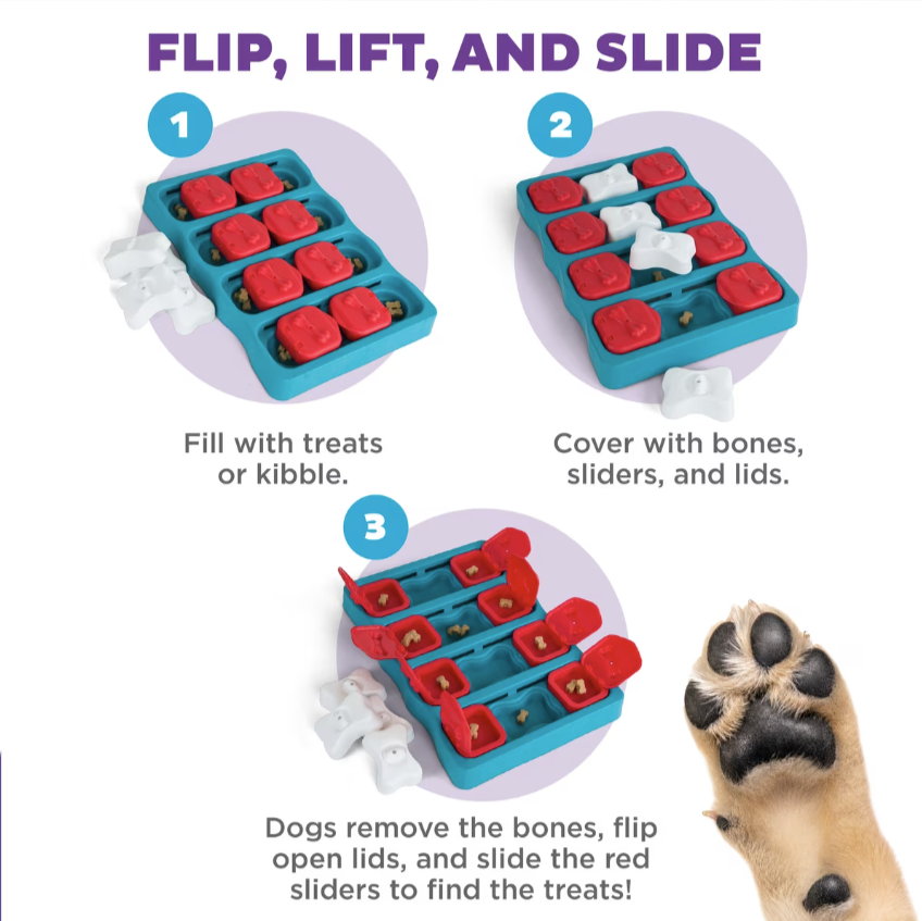 Nina Ottosson by Outward Hound Brick Puzzle Game Dog Toy, Blue & Red