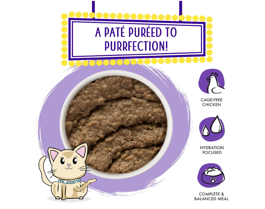 Weruva Paté clásico para gatos, comida o sin trato! con pollo y carne de res, lata de 3 onzas (paquete de 12)
