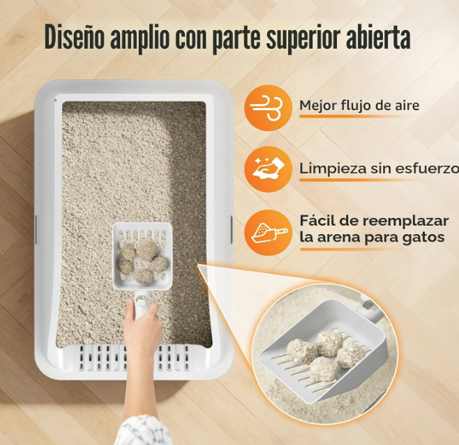 Caja de arena de acero inoxidable para gatos