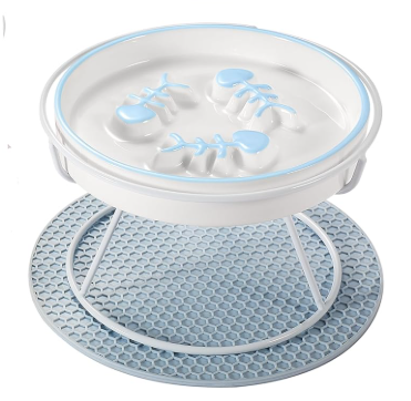 Cuenco elevado cerámica para perros y gatos con soporte, cuenco lento para alimentos húmedos