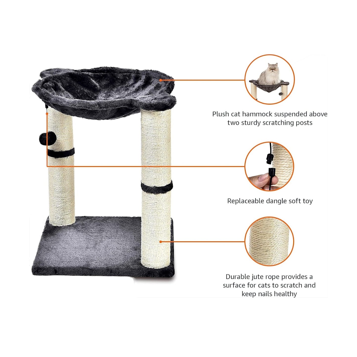 Torre para gatos con hamaca y postes rascadores para gatos