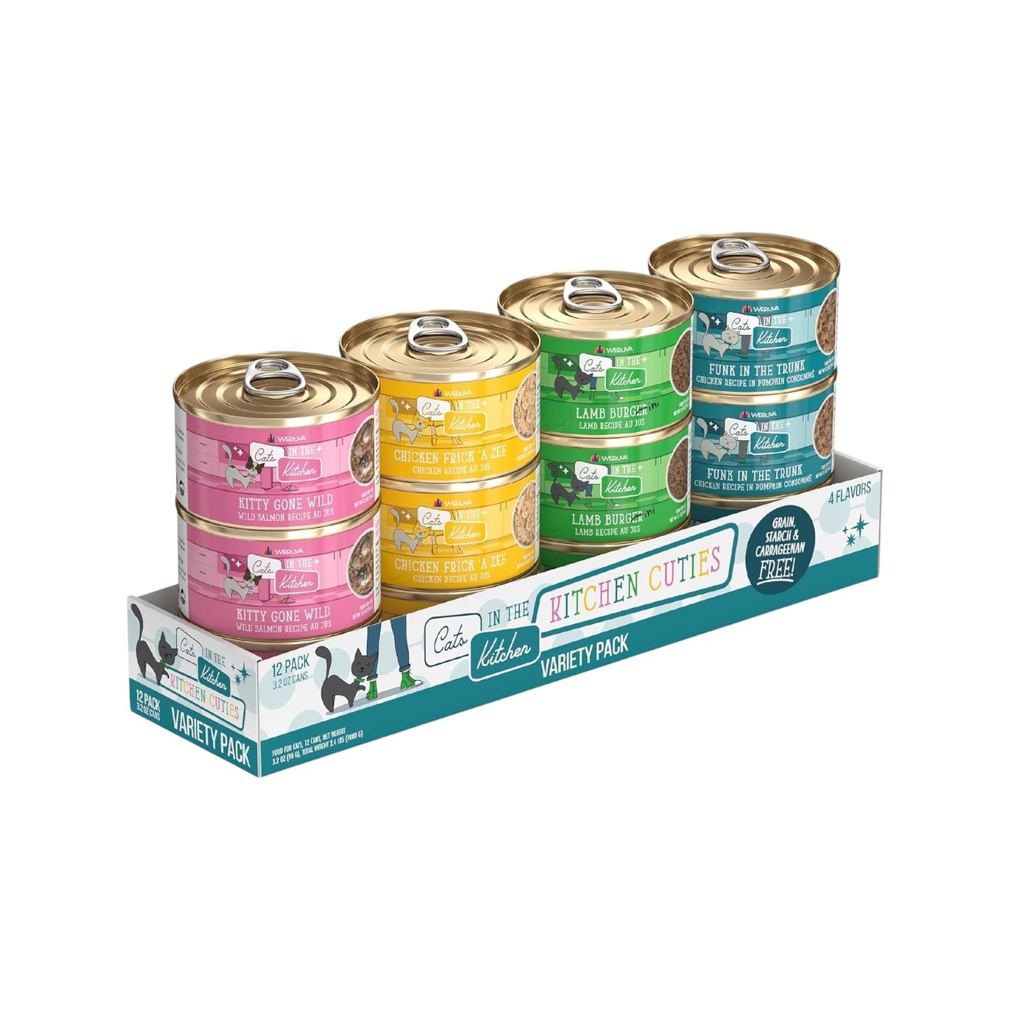 Weruva Cats in The Kitchen - Latas de comida para gatos sin granos (Paquete de 12)
