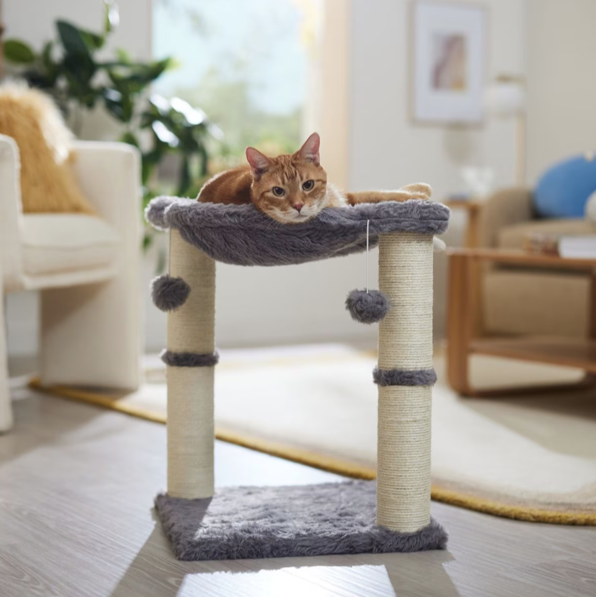 Rascador con hamaca 20-in Faux Fur , Gray