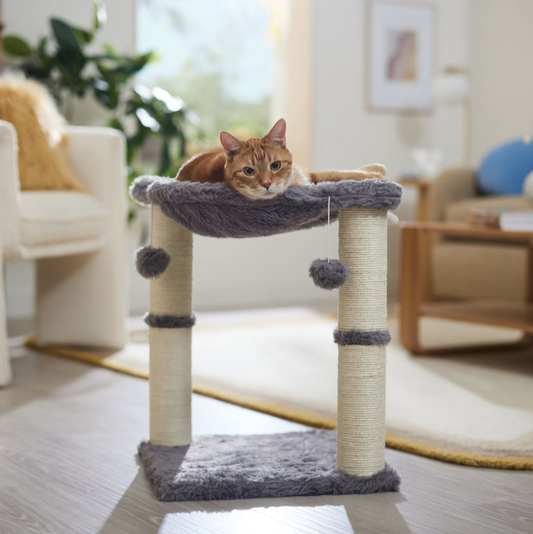 Rascador con hamaca 20-in Faux Fur , Gray