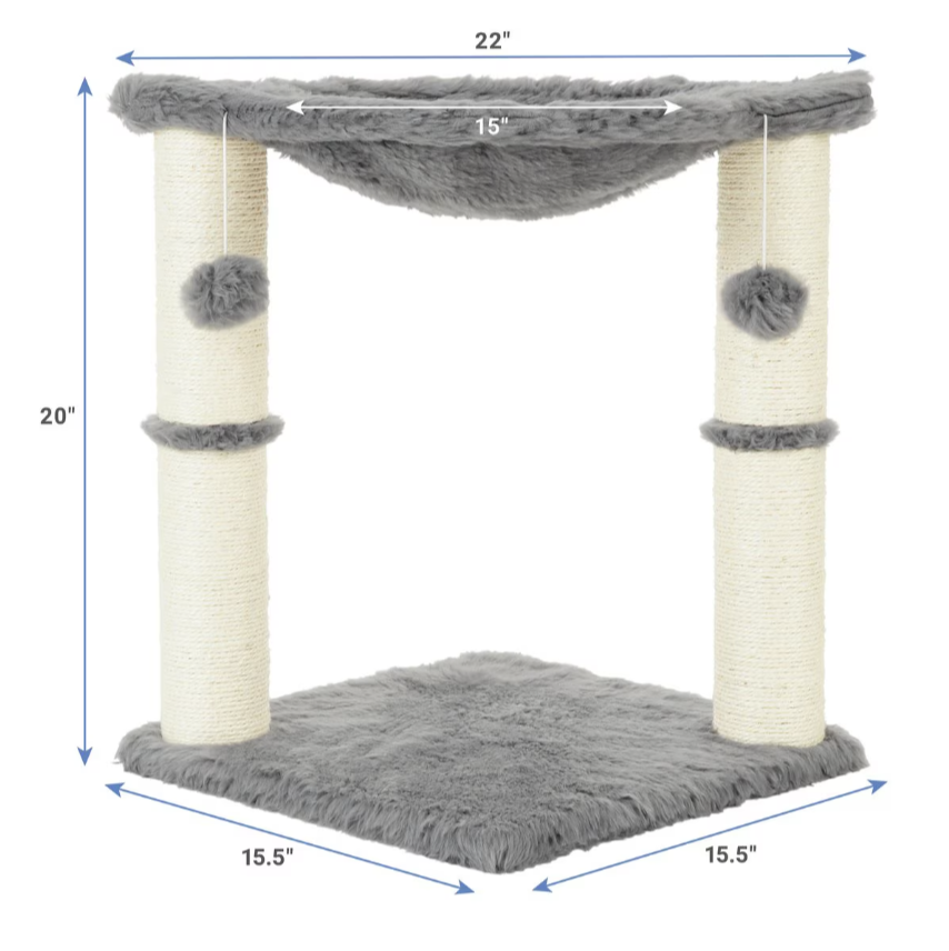 Rascador con hamaca 20-in Faux Fur , Gray