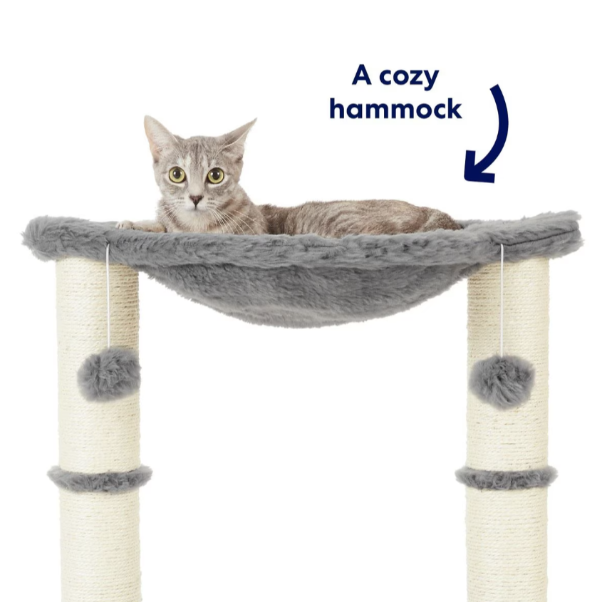 Rascador con hamaca 20-in Faux Fur , Gray
