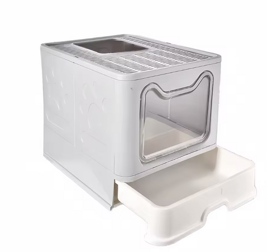 caja de arena plegable: Diseño de cajón con recogedor para una fácil gestión de residuos de gatos