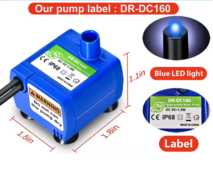Bomba de agua con luz LED para fuente de agua de repuesto