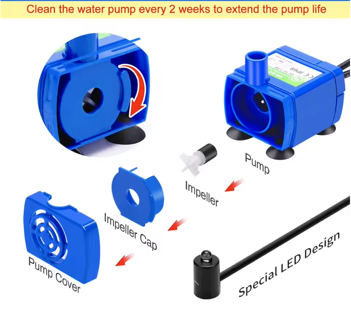 Bomba de agua con luz LED para fuente de agua de repuesto