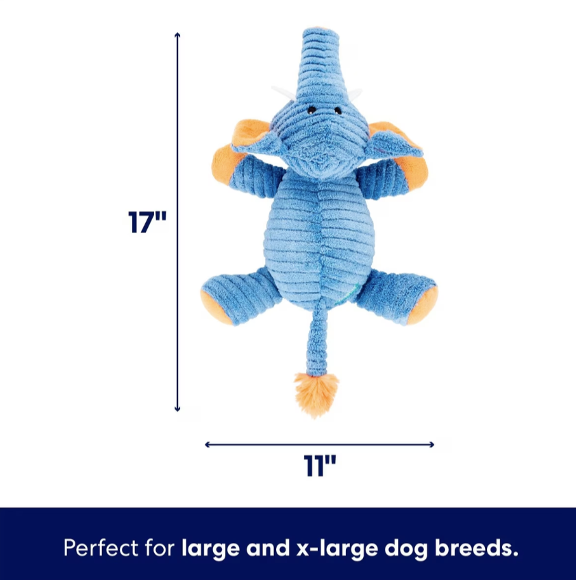 Elephant Corduroy Plush Squeaky Dog Toy