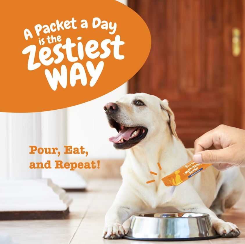 Zesty Paws Multivitamin Powder Salmon Flavored Digestion, Mobility & Immune Supplement for Dogs, 30 count