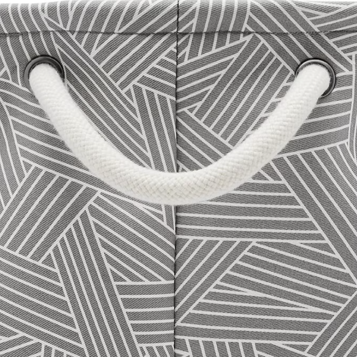 Round Collapsible Pet Toy Storage Bin, Gray Basket Weave