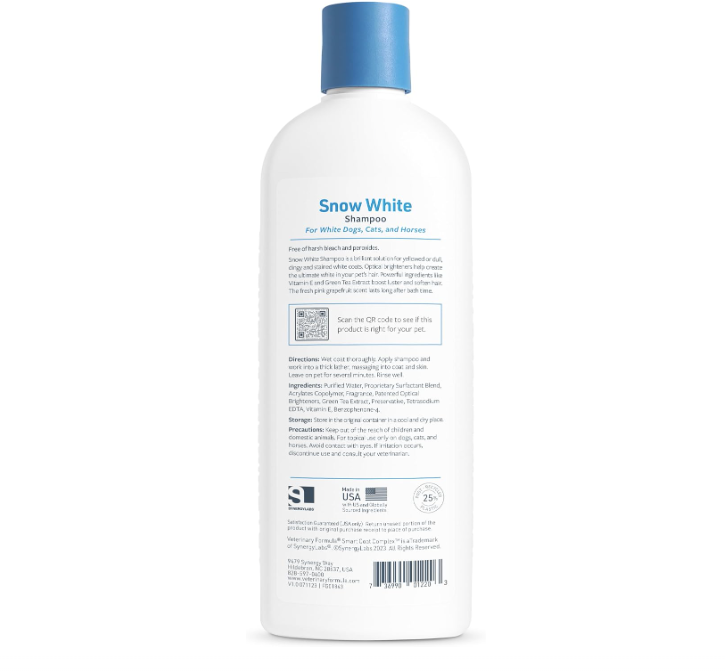 Fórmula veterinaria Smart Coat Blanqueador y Removedor de Manchas Champú para Mascotas, 17oz