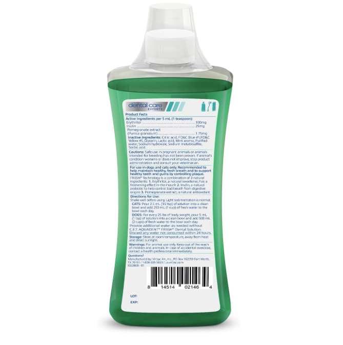 Virbac C.E.T. Aquadent Solución Dental para Perros y Gatos (8.5 fl oz)