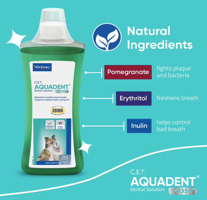 Virbac C.E.T. Aquadent Solución Dental para Perros y Gatos (8.5 fl oz)