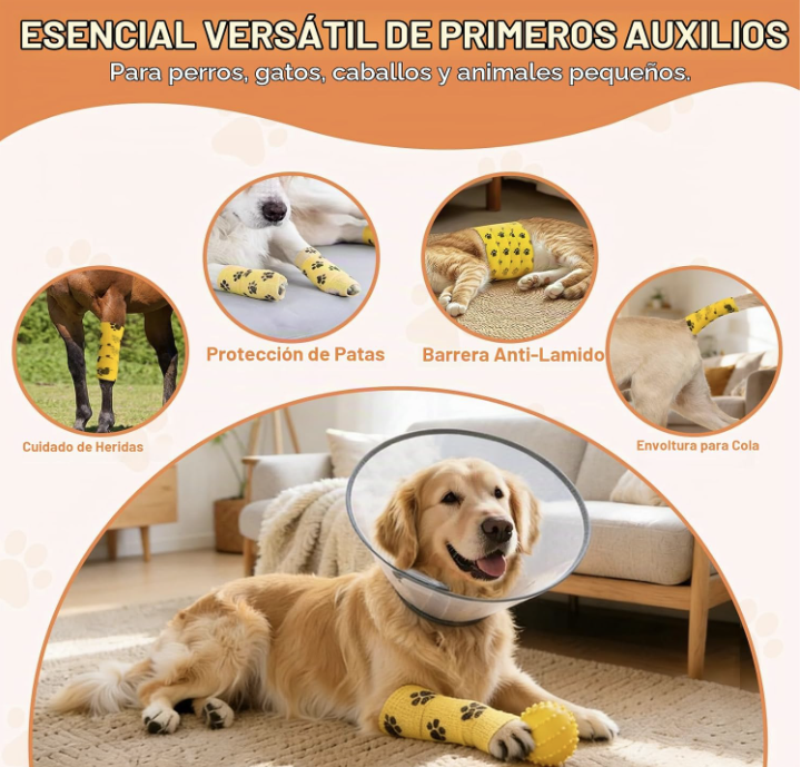 Rollo de vendaje cohesivo de envoltura veterinaria, autoadhesivo