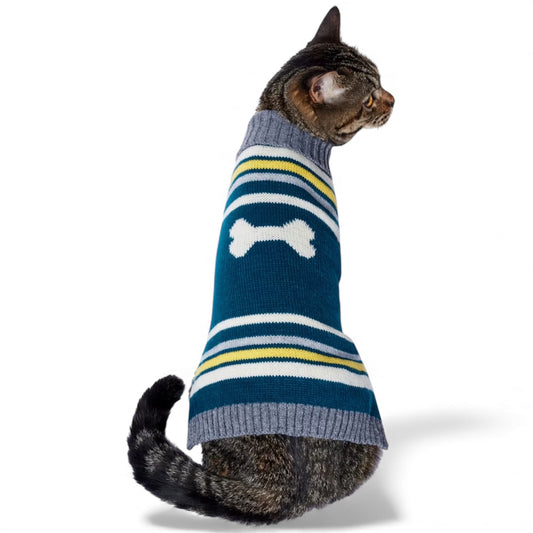 Striped Bone Dog & Cat Sweater