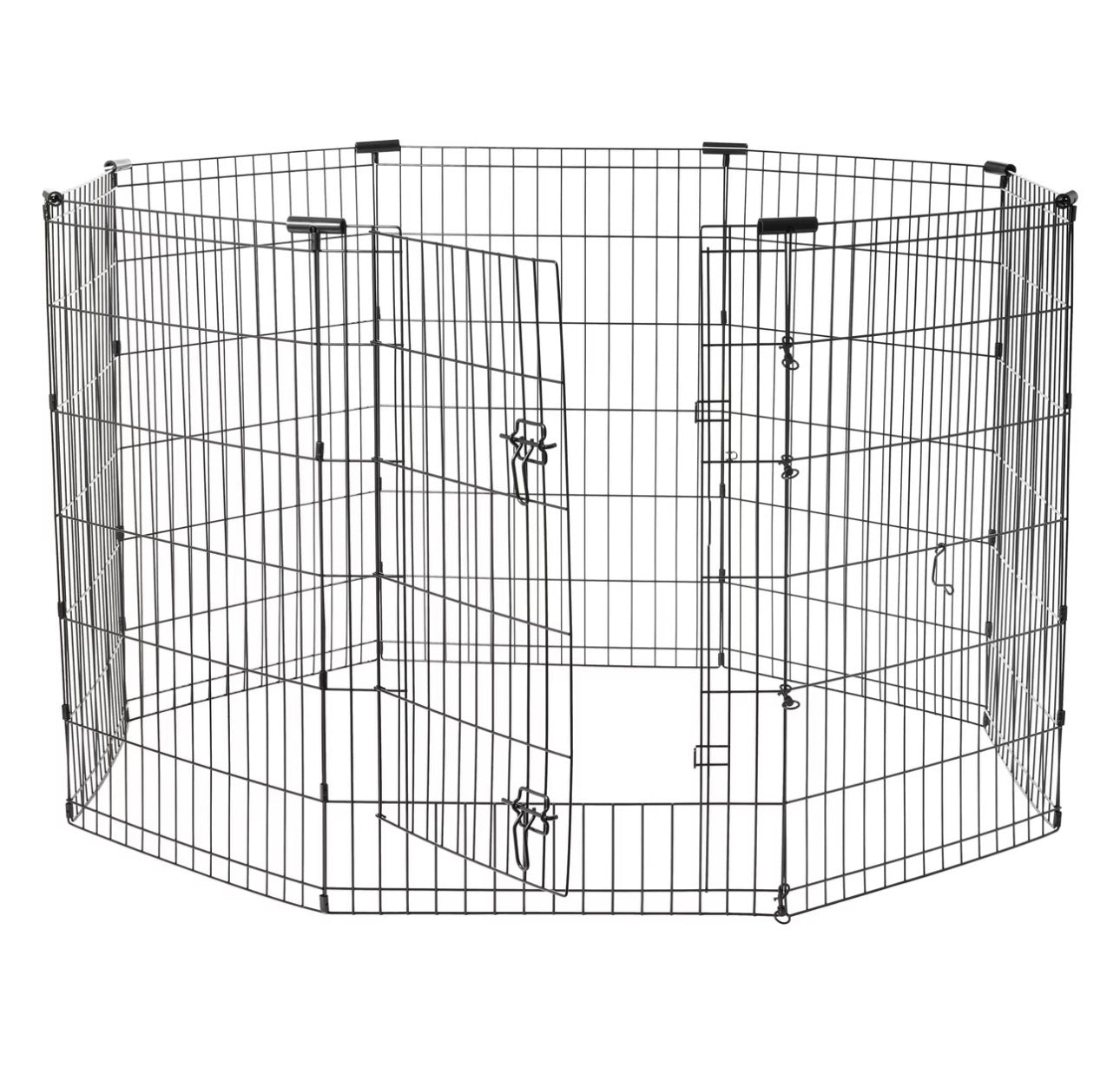 Dog & Small Pet Wire Exercise Pen with Step-Through Door, Black, 36-in