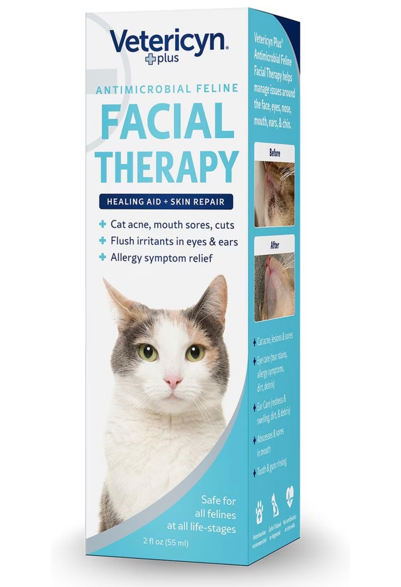 Vetericyn Plus Antimicrobial feline Facial Therapy| Ayuda a la cicatrización y reparación de la piel, Acne