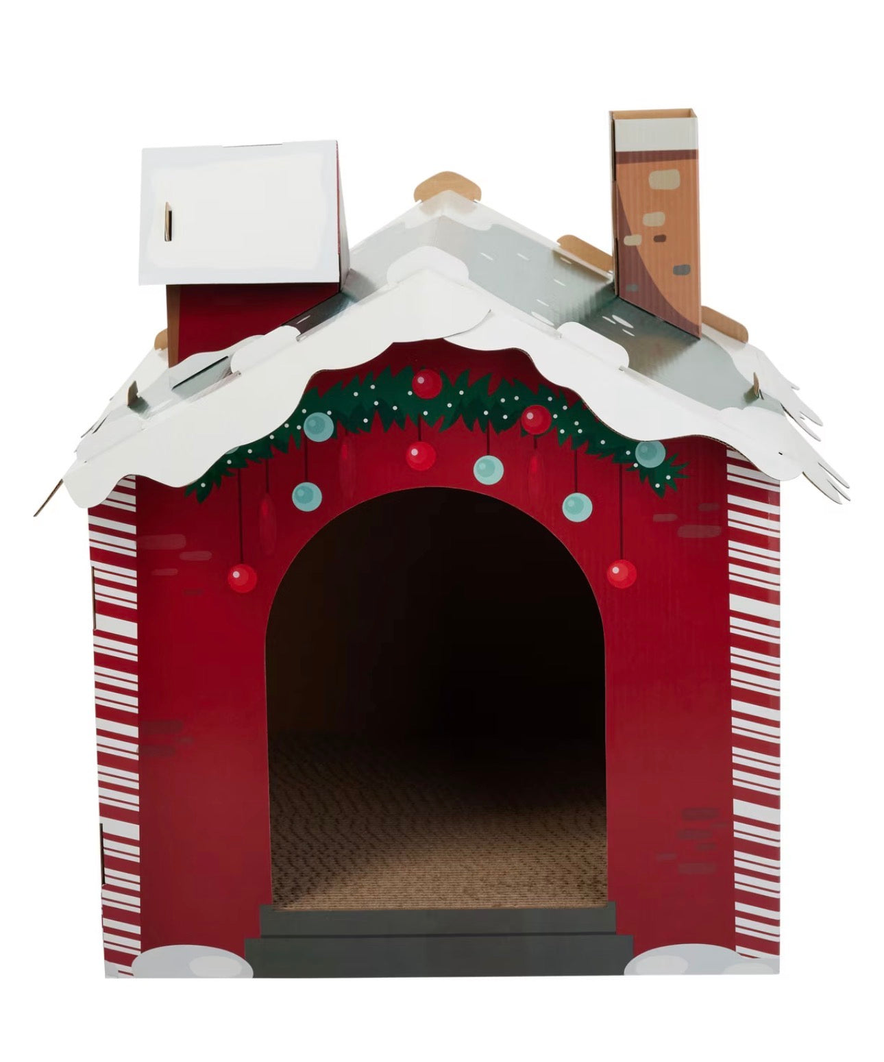 Holiday Santa's Workshop Cardboard Cat House