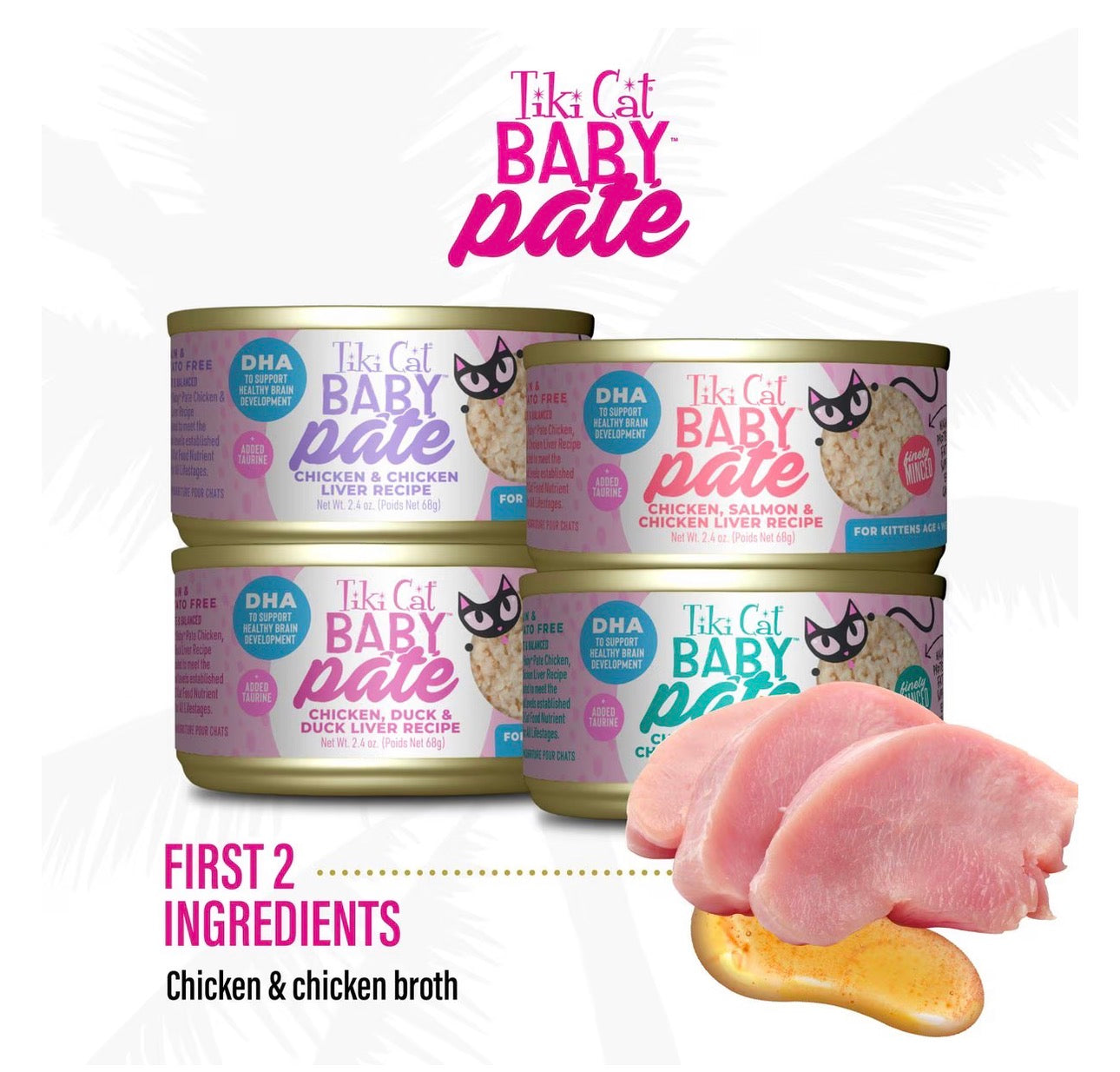 Tiki Cat Baby Pate Wet Cat Food for Kittens Variety Pack 2.4 oz (paquete de 12)