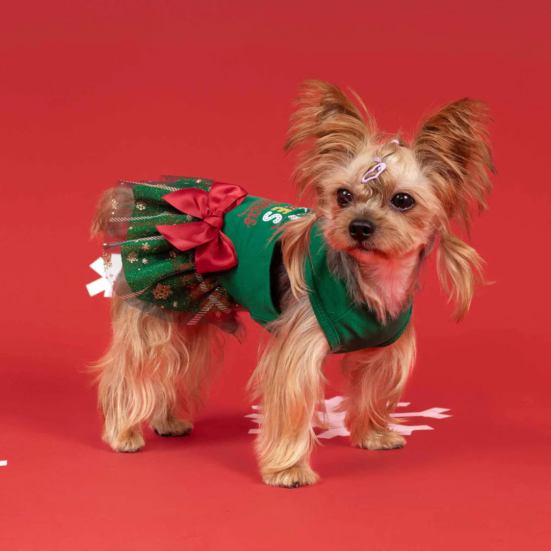 JUST A GIRL WHO LOVES CHRISTMAS DOG TULLE DRESS