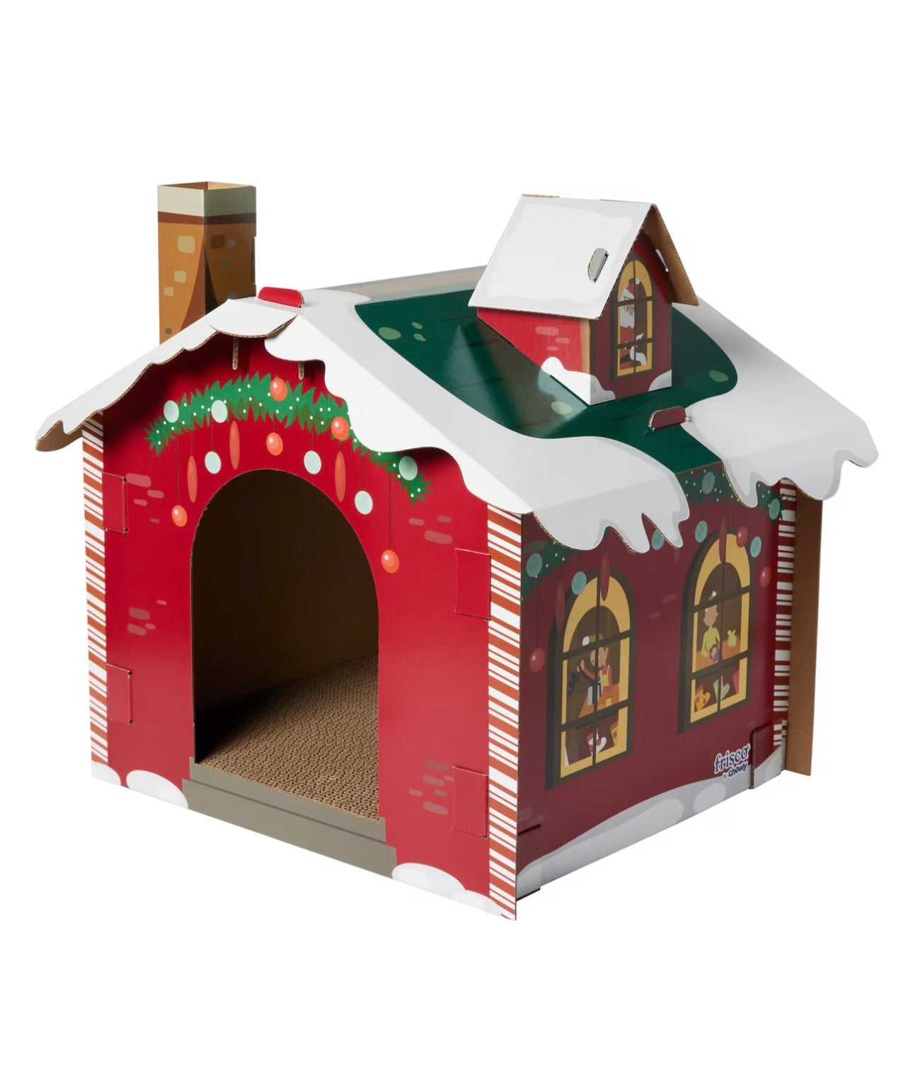 Holiday Santa's Workshop Cardboard Cat House