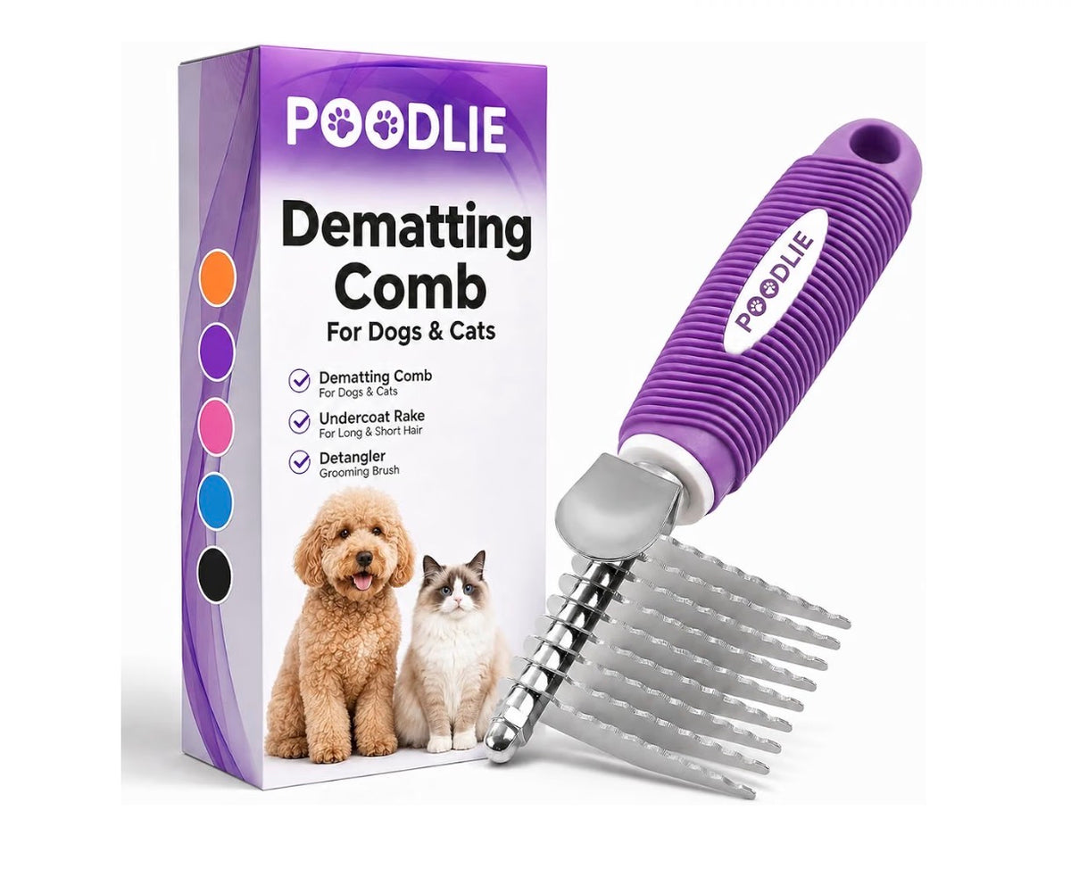 Peine Rastrillo Desenredante para Perros y Gatos - Cuchillas de Seguridad de Acero Largas de 2.5"