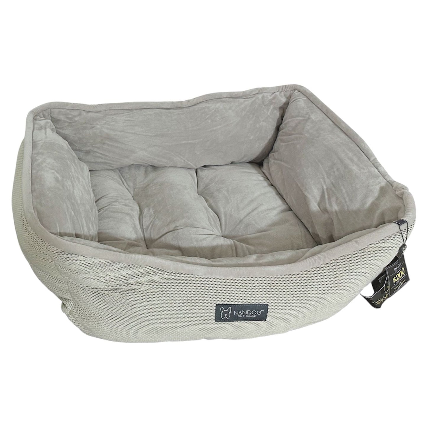 Cama Nandog gris acolchonada  para gatos y perros (razas pequeñas a medianas)