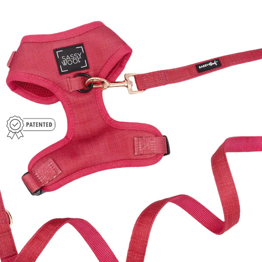 Sassy Woof- pechera y correa Merlot