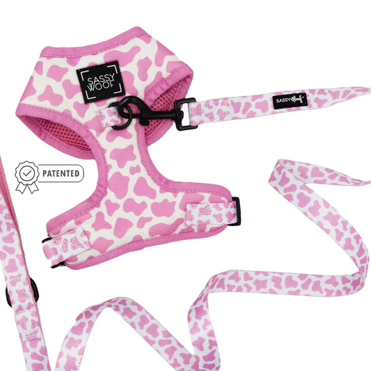 Sassy woof- pechera y correa Strawberry Milk