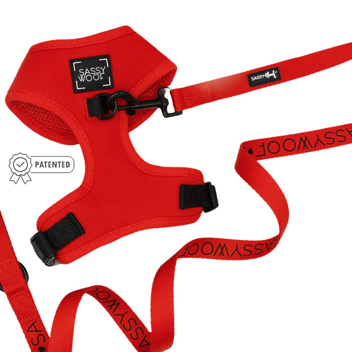 Sassy woof- Pechera ajustable y correa Neon red