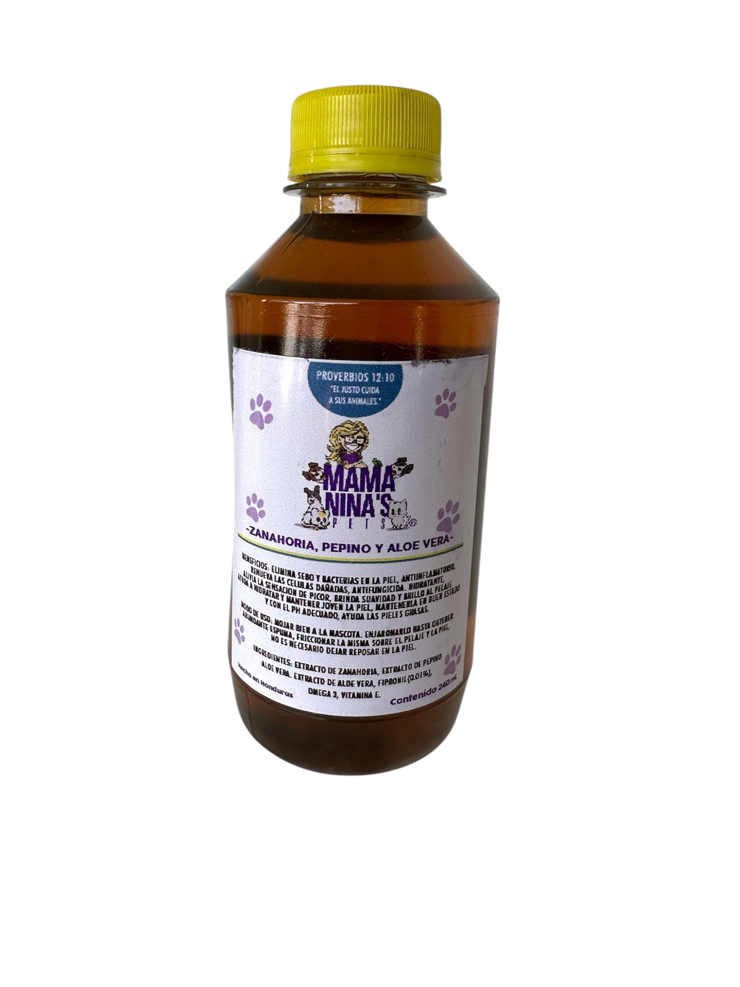 Shampoo artesanal mamaninas Zanahoria pepino y aloe