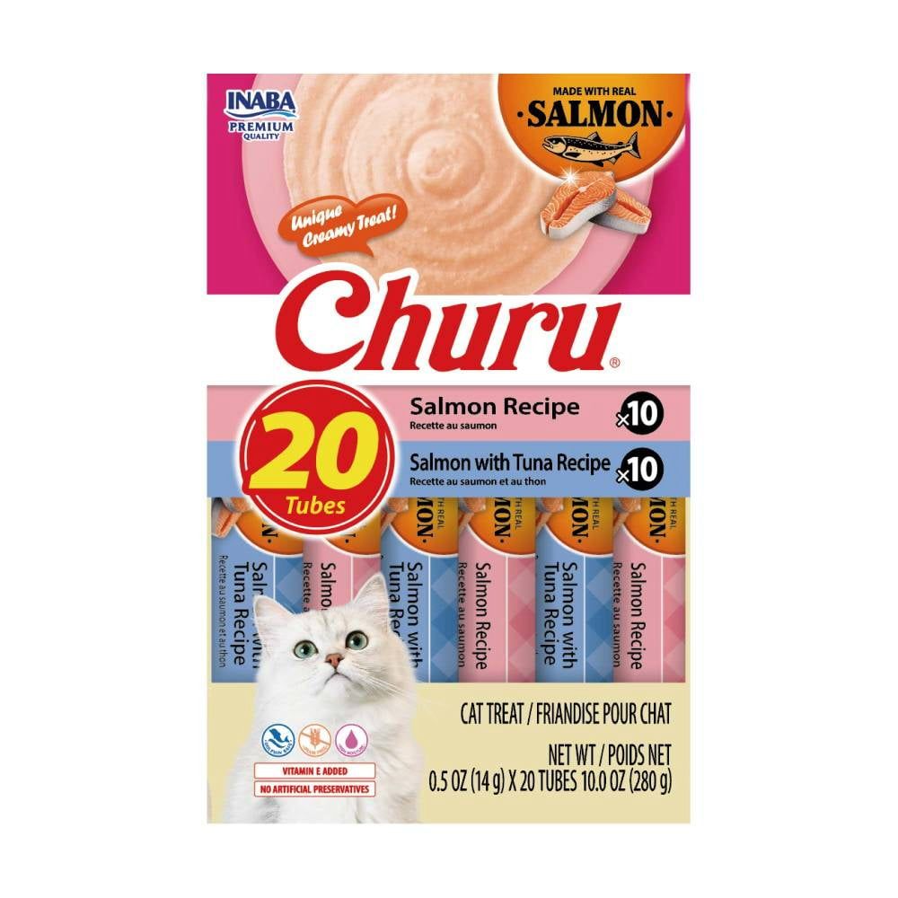INABA - Golosinas Churu para gatos de salmón paquete 20