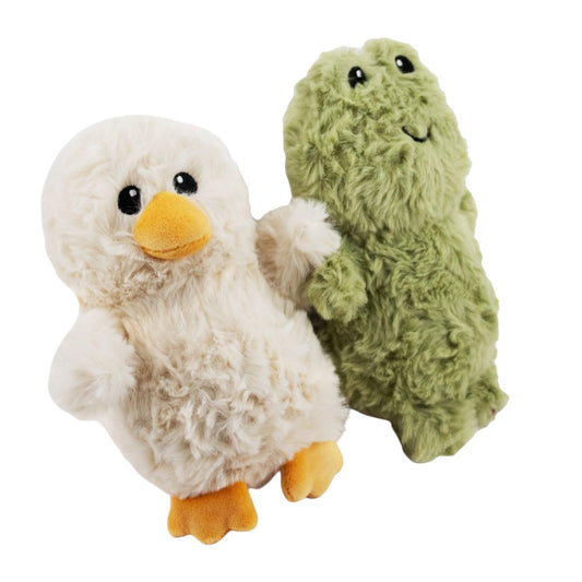 Giftable World Lily Frog & Puddles Duck Plush Dog Toys, Multi, 4.5-in, 2 count