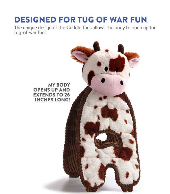 Outward Hound Cuddle Tugs Cow Plush Squeaky Dog Toy