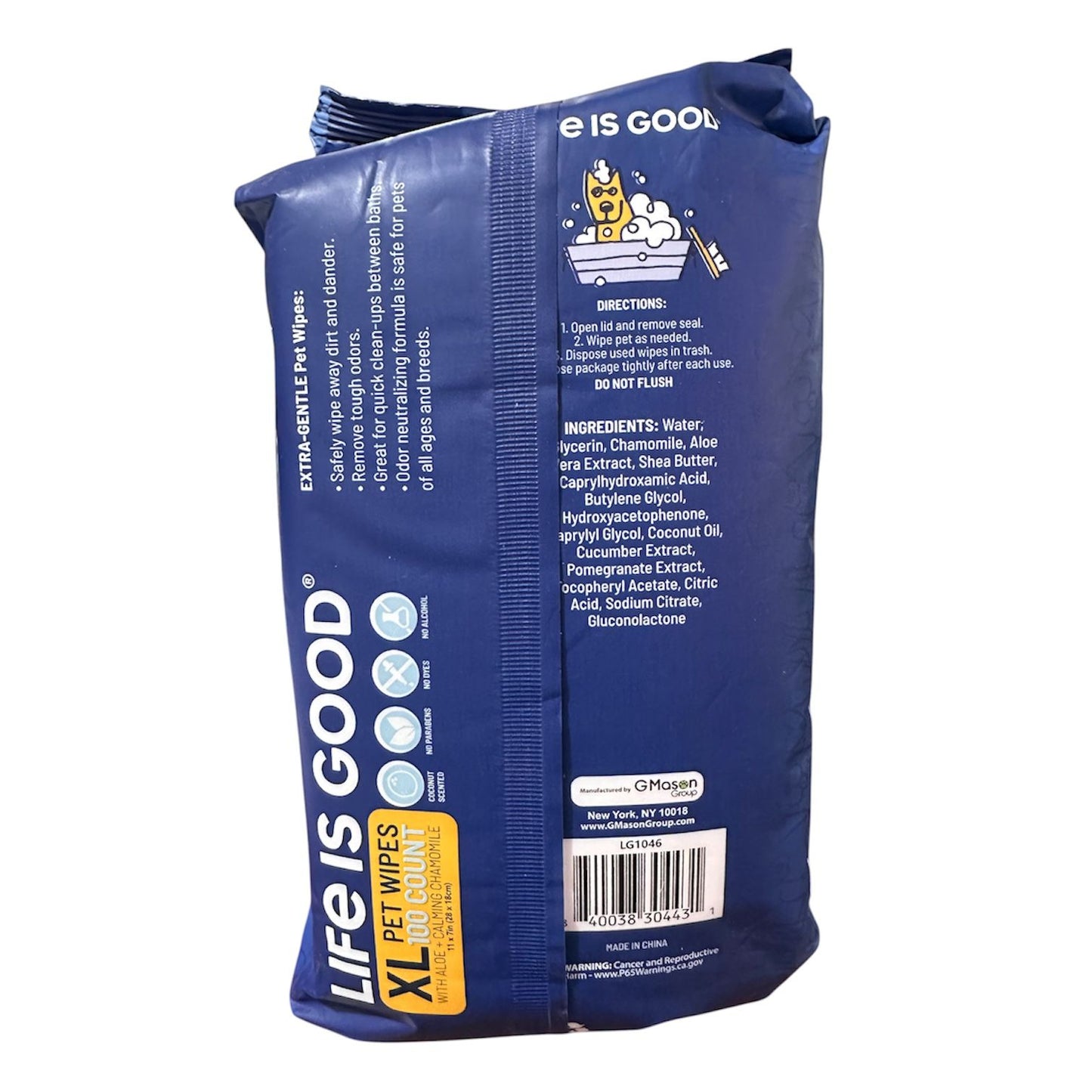 XL pet wipes, 100 count