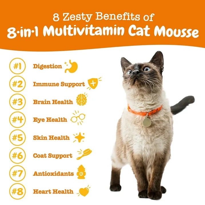 Zesty Paws 8-in-1 Multivitamin Cat Mousse, 3oz Tube