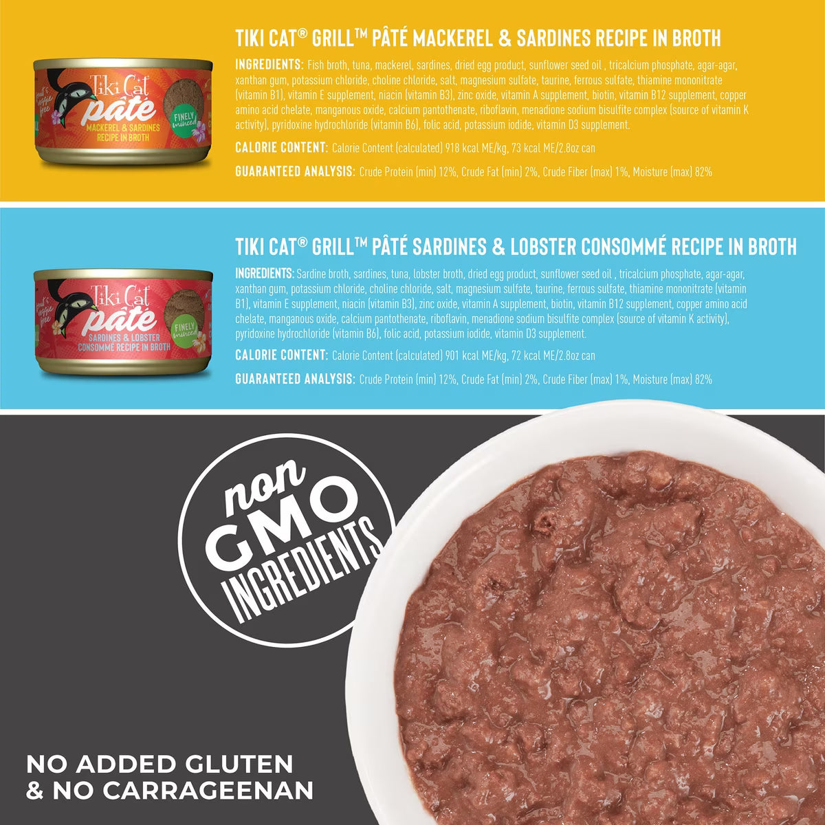 Tiki Cat Grill Variety Pack Grain-Free Pate Wet Cat Food, 2.8-oz can, case of 12