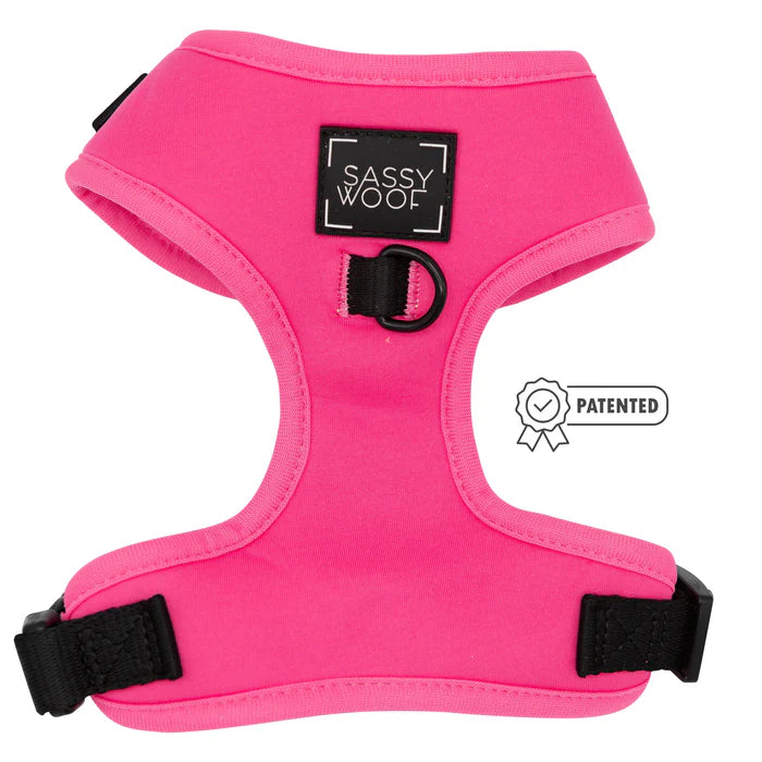 Sassy woof- pechera y correa Neon Pink