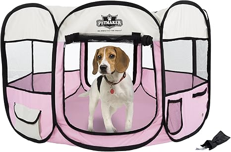 PETMAKER corral para mascota con bolsa color rosa