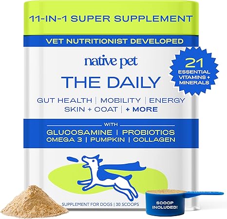 Multivitamínico 11 en 1 para perros con 21 suplementos y vitaminas Native Pet