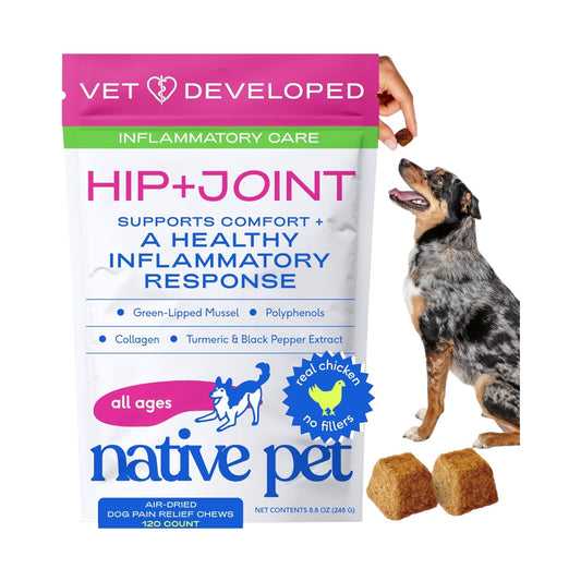 Native Pet Hip and Joint Alivio del dolor para perros - Colágeno para perros