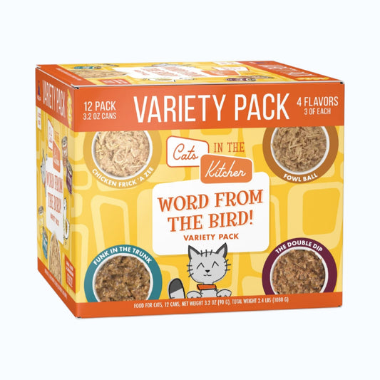 Weruva Cats in the Kitchen Word From The Bird! Variety Pack Grain-Free Wet Cat Food, 3.2-oz can, case of 12