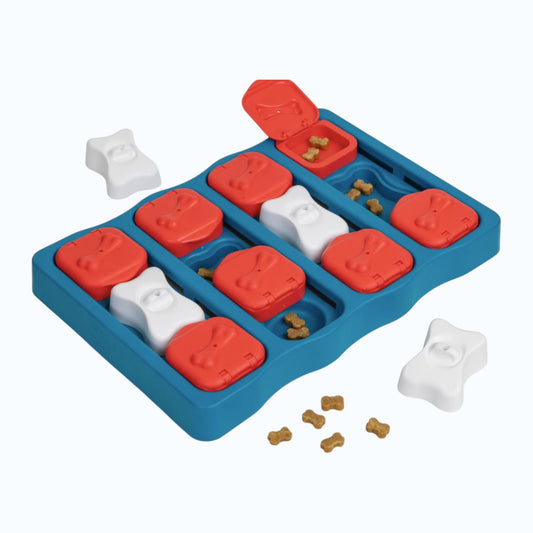 Nina Ottosson by Outward Hound Brick Puzzle Game Dog Toy, Blue & Red