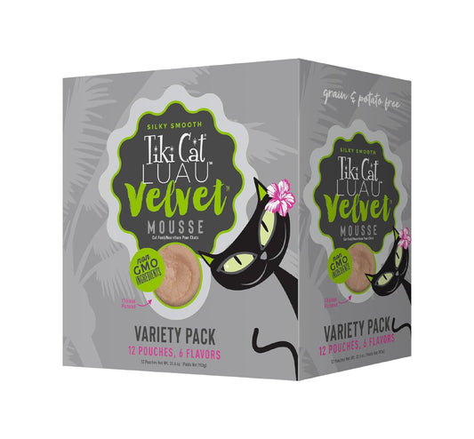 Tiki Cat Velvet Mousse - Alimento húmedo sin granos con una textura suave para gatos adultos y gatitos (Paquete 12 unidades)