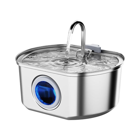 Fuente de agua para gatos de acero inoxidable: fuente para gatos de 108 oz/3.2 L