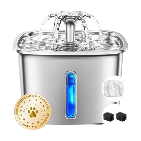 Veken Fuente de agua de acero inoxidable para mascotas, 2.8 litros